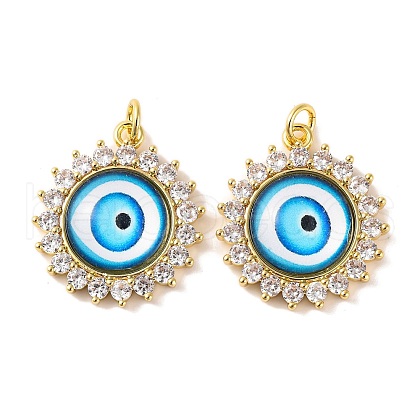 Rack Plating Brass Micro Pave Cubic Zirconia Pendants KK-H486-21G-06-1