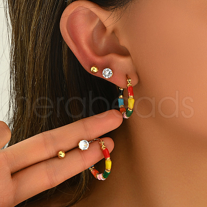 3 Pairs Stainless Steel Enamel Earring Sets CK7727-1