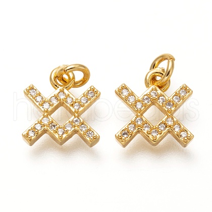 Brass Micro Pave Clear Cubic Zirconia Pendants ZIRC-P081-G01-RS-1