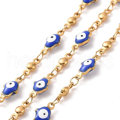 Enamel Hamsa Hand with Evil Eye Link Chains CHS-G023-02G-01-1