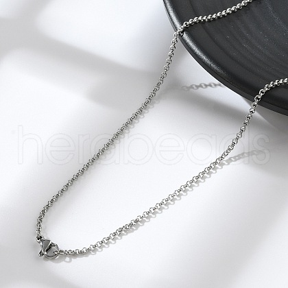 Tarnish Resistant Trendy Unisex 304 Stainless Steel Cross Rolo Chain Necklaces NJEW-L043A-09P-1