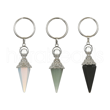 Cone Pendulum Natural & Synthetic Mixed Gemstone Keychain KEYC-TA00017-1