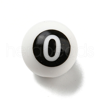 Round with Black Number 0 Silicone Focal Beads SIL-R013-01A-1