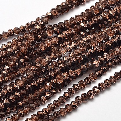 Faceted Rondelle Transparent Painted Glass Beads Strands DGLA-J001-C03-4mm-1