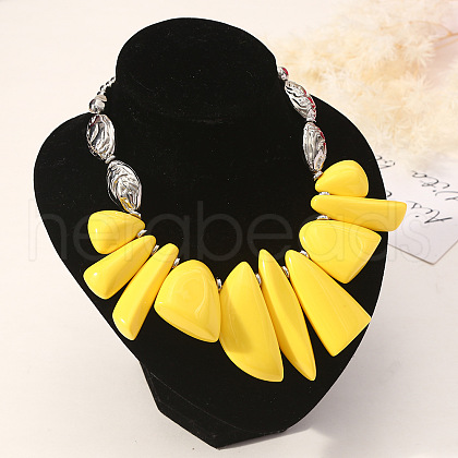 Resin Irregular Beaded Bib Necklaces FS-WG5D234-06-1