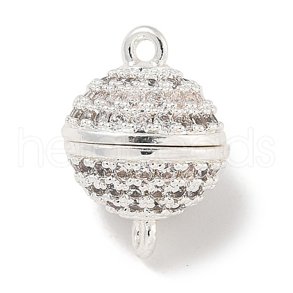 Brass Micro Pave Clear Cubic Zirconia Magnetic Clasps KK-P284-01B-S-1