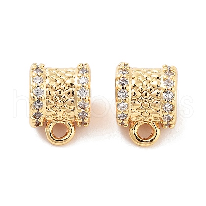 Brass Micro Pave Clear Cubic Zirconia Tube Bails KK-S394-06A-1