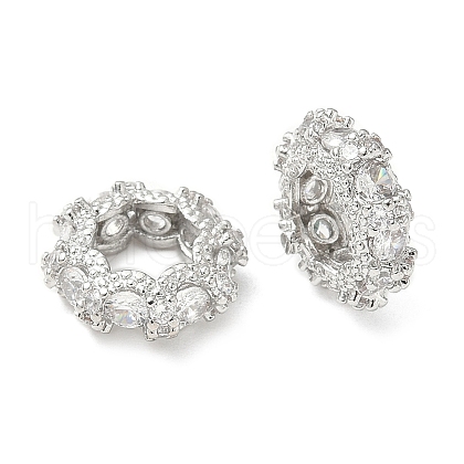 Brass Cubic Zirconia European Beads KK-A254-07P-1