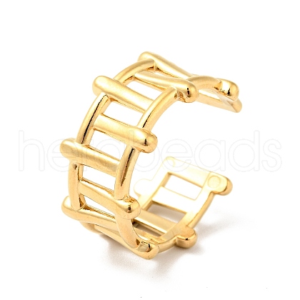 Ion Plating(IP) 304 Stainless Steel Fence Shape Open Cuff Ring RJEW-I085-22G-1