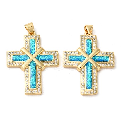 Rack Plating Brass Micro Pave Cubic Zirconia Pendants KK-P268-17D-G-1