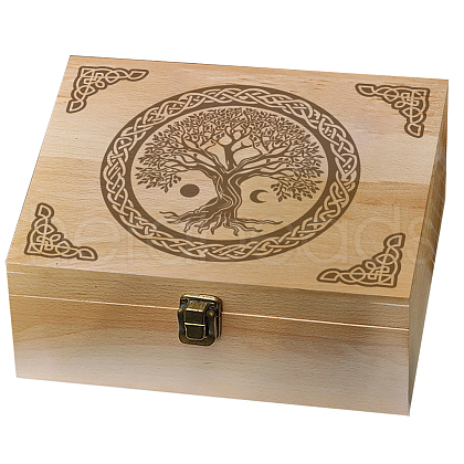 Rectangle Wooden Memory Keepsake Boxes with Lids CON-WH0101-030-1