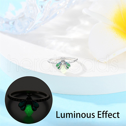 Glowworm Brass & Rhinestone & Luminous Stone Finger Rings for Women FS-WG997BF-01-1