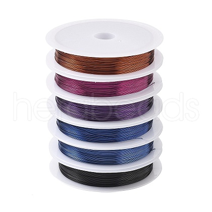 6 Rolls 6 Colors Round Copper Wire Set for Jewelry Making CWIR-NH0001-03C-0.4mm-1