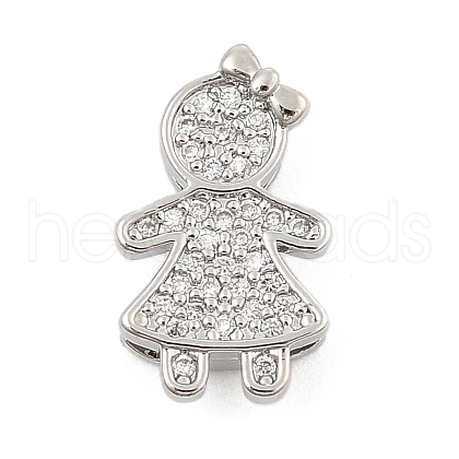 Brass Micro Pave Clear Cubic Zirconia Slide Charms ZIRC-I068-29P-1