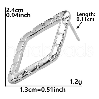 Non-Tarnish Classic Vintage Rhombus 304 Stainless Steel Stud Earrings for Women GS5707-3-1