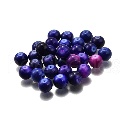 (Defective Closeout Sale: Uneven Painted)Baking Painted Glass Round Beads DGLA-XCP0001-24-1