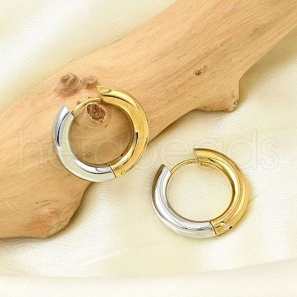 201 Stainless Steel Two Tone Hoop Earrings EJEW-Q002-01G-04-1