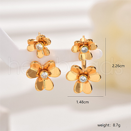 Vintage Bronze Flower Stud Earrings for Elegant Ladies JD3385-1