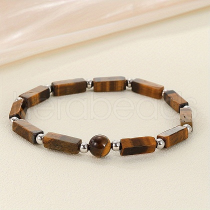 Natural Tiger Eye Beaded Stretch Bracelets for Men Women WGE4A78-04-1