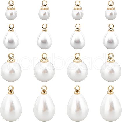 CHGCRAFT 40Pcs 2 Style ABS Plastic Imitation Pearl Pendants KY-CA0001-20-1