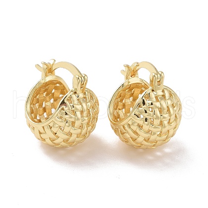 Rack Plating Brass Basket Hoop Earrings for Women EJEW-G315-09G-1