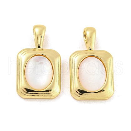 Brass Pave Shell Pendants KK-G490-41G-1