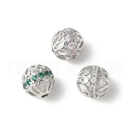 Brass Micro Pave Cubic Zirconia Beads KK-U067-05P-1