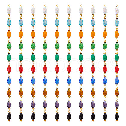 100Pcs 10 Colors Glass Pendant PALLOY-GO00015-1