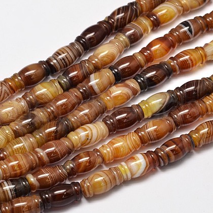 Column Natural Striped Agate/Banded Agate Bead Strands G-M258-41-1