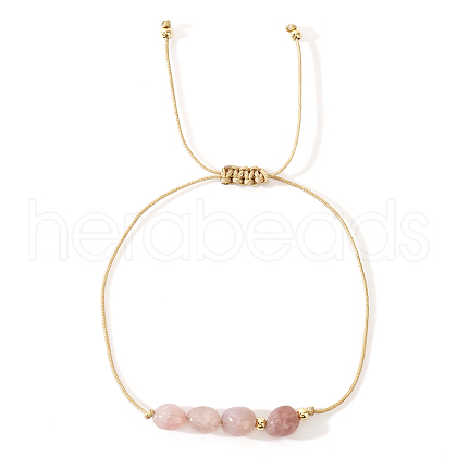 Adjustable Natural Rose Quartz Braided Bead Bracelets DH2886-8-1