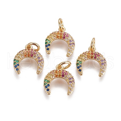 Brass Micro Pave Cubic Zirconia Charms ZIRC-E145-69G-1