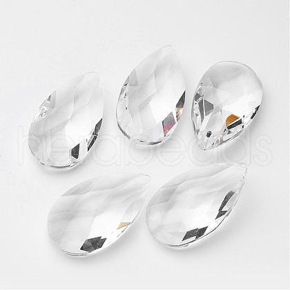 Faceted Teardrop Glass Pendants X-GLAA-R149-01-1