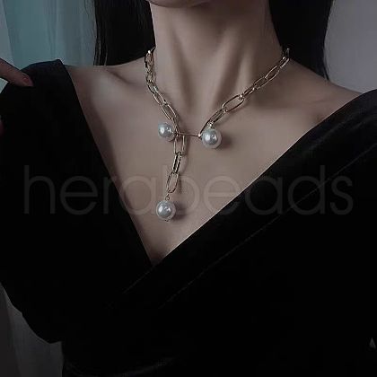 Fashionable Iron Paperclip Chains Necklaces ZP4489-1
