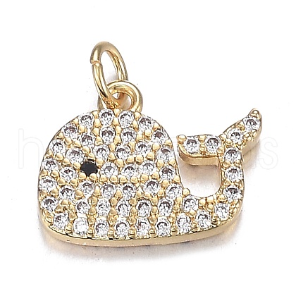 Brass Micro Clear & Black Cubic Zirconia Charms ZIRC-F120-058G-1