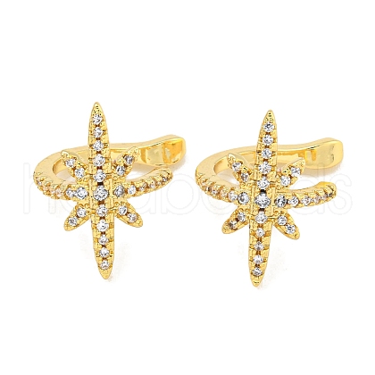 Brass Micro Pave Cubic Zirconia Cuff Earrings EJEW-C104-091G-1