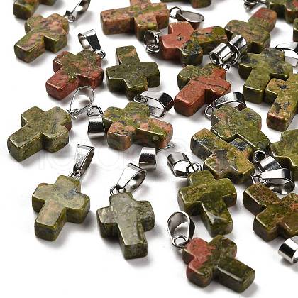 Natural Unakite Pendants G-Z067-04P-06-1