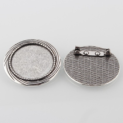 Vintage Alloy Brooch Cabochon Bezel Settings PALLOY-O038-36AS-1