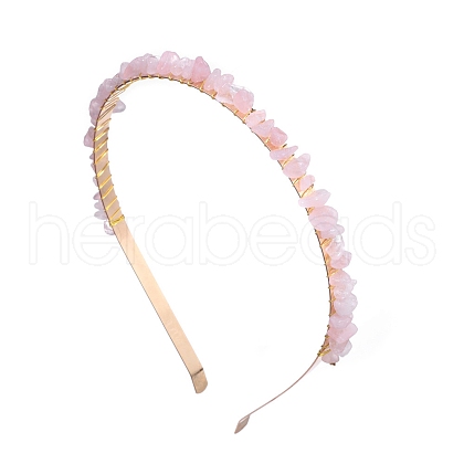 Natural Rose Quartz Hair Bands PW-WGC1C33-01-1