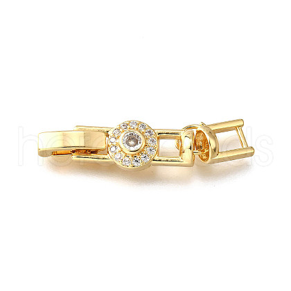 Brass Micro Pave Clear Cubic Zirconia Fold Over Clasps KK-R222-04G-1