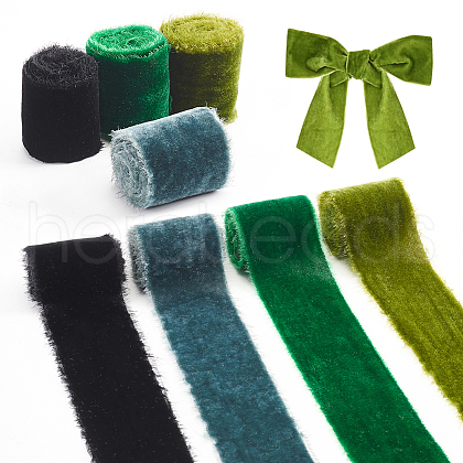 WADORN 4 Yards 4 Colors Frayed Velvet Ribbon SRIB-WR0001-08B-1