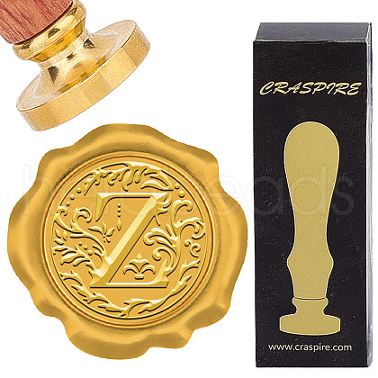 Brass Wax Seal Stamps with Rosewood Handle AJEW-WH0412-0259-1