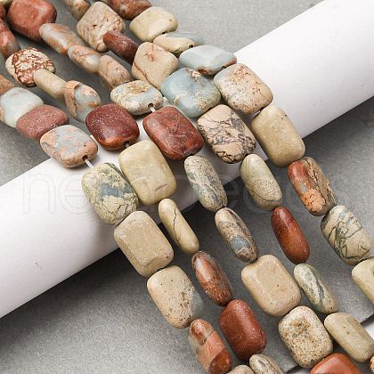 Natural Aqua Terra Jasper Beads Strands G-L624-F03-14x10mm-1