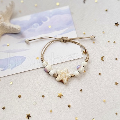 Starfish Ceramic Beads Braided Bead Bracelets FS-WG4C919-06-1