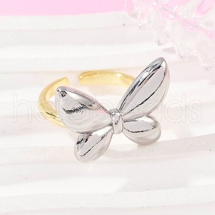 Brass Adjustable Open Cuff Rings for Women RJEW-Q030-03GP-1