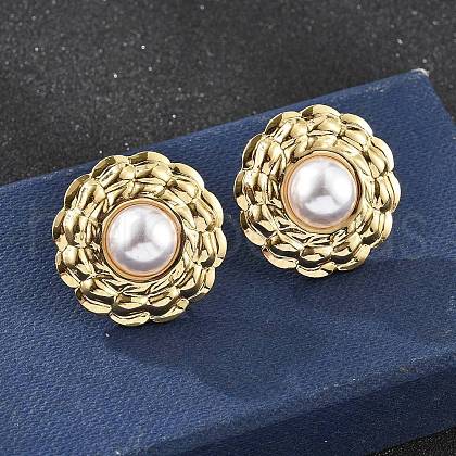 201 Stainless Steel Flat Round Stud Earrings EJEW-P304-06G-1