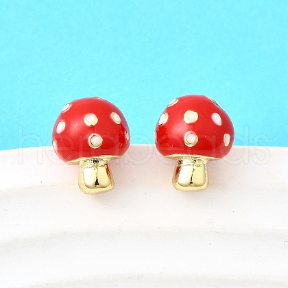 Brass Enamel Stud Earrings EJEW-F372-01B-G-1