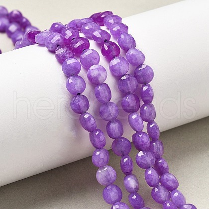 Natural Dyed White Jade Beads Strands G-C179-A6mm-03-1