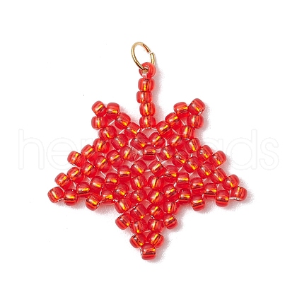 Glass Seed Beaded Pendants PALLOY-MZ00597-01-1