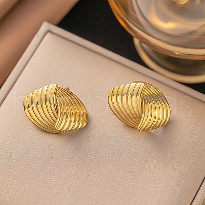 304 Stainless Steel Stud Earrings EJEW-Q040-02B-G-1