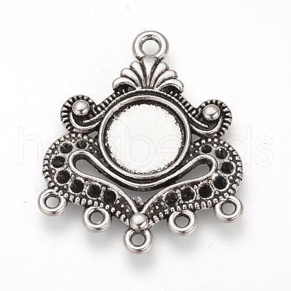 Tibetan Style Alloy Cabochon and Rhinestone Connector Settings X-TIBE-Q075-11AS-LF-1